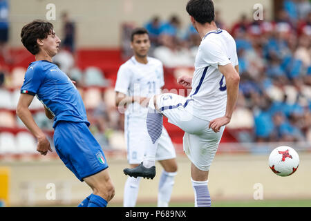 Reus, Tarragona, Spanien. 28 Juni, 2018. Fußballspiel zwischen Italien vs Griechenland an der Reus Stadion. © ABEL F. ROS/Alamy leben Nachrichten Stockfoto