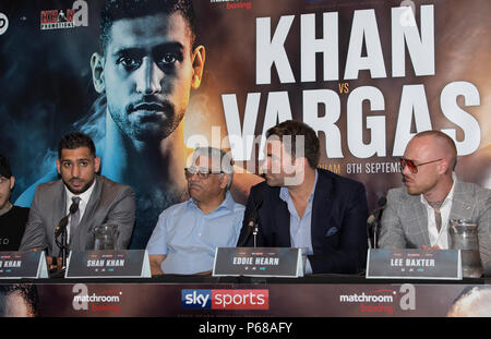 Birmingham, Großbritannien. 28. Juni 2018. Amir Khan v Samuel Vargas ist auf einer Pressekonferenz angekündigt, von Eddie Hearn und Matchroom Boxing gehostet werden. Credit: James Wilson/Alamy Live News Credit: James Wilson/Alamy leben Nachrichten Stockfoto