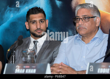 Birmingham, Großbritannien. 28. Juni 2018. Amir Khan v Samuel Vargas ist auf einer Pressekonferenz angekündigt, von Eddie Hearn und Matchroom Boxing gehostet werden. Credit: James Wilson/Alamy leben Nachrichten Stockfoto