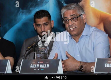 Birmingham, Großbritannien. 28. Juni 2018. Amir Khan v Samuel Vargas ist auf einer Pressekonferenz angekündigt, von Eddie Hearn und Matchroom Boxing gehostet werden. Credit: James Wilson/Alamy leben Nachrichten Stockfoto