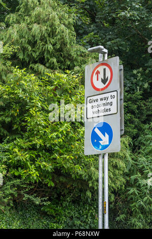Schild Warnung Rood' Gegenverkehr/Weg geben" Stockfoto