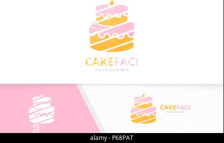 Vektor Kuchen logo Kombination. Pie Symbol oder Icon. Einzigartige cupcake Logo Design Template. Stock Vektor