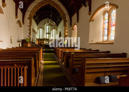 Der Innenraum von St. Peter's Kirche in Martindale im Nationalpark Lake District, Cumbria, England. Stockfoto
