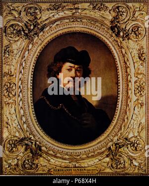 Selbstporträt von Rembrandt Harmenszoon van Rijn (1606-1669), niederländischer Maler und Radierer. Vom 17. Jahrhundert Stockfoto