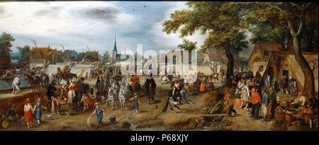 Gemälde von Prince Maurice und Frederick Henry an der Valkenburg Horse Fair. Gemalt von Adriaen Pietersz van de Venne (1589-1662). Vom 17. Jahrhundert Stockfoto