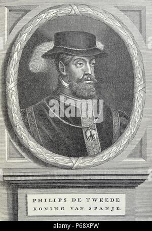 Philipp II. (1527 – 1598) König von Spanien. Von 1555; Er war Herr der siebzehn Provinzen der Niederlande Stockfoto