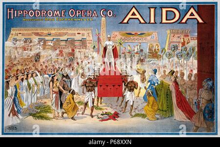 Plakat für Giuseppe Verdis Aida, durchgeführt von der Hippodrom Opera Company of Cleveland, Ohio. Datiert 1908 Stockfoto