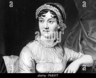 Porträt von Jane Austen (1775-1817), englischer Schriftsteller, deren Werke oder romantische Fiktion. Datiert 1810 Stockfoto