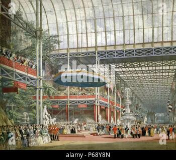 Abbildung von Königin Victoria eröffnet die Weltausstellung im Crystal Palace. Datiert 1851 Stockfoto