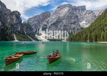 Lago di Braies, Prags, Südtirol, Dolomiten, Italien, Europa Stockfoto