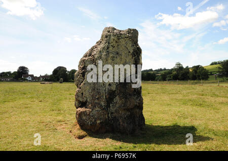 Alte Ministerium der Werke von Stanton zeichnete Standing Stones in Somerset. Die Steine sind jetzt gepflegt English Heritage und sind für Besucher geöffnet. Stockfoto