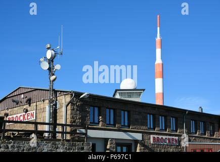 Der Gipfel des Brocken im Nationalpark Harz in Deutschland Stockfoto