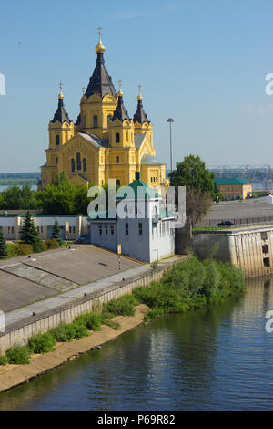 Nischni Nowgorod, Russland - 24. Juni 2018: Einer der Städte der WM 2018. Kathedrale im Namen des Heiligen Fürsten Alexander Newski. Die Stockfoto