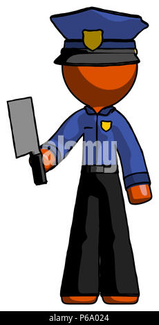 Orange Polizei Mann mit Fleisch Cleaver. Stockfoto