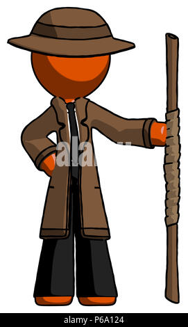 Orange Detektiv Mann mit Personal oder Bo Personal. Stockfoto