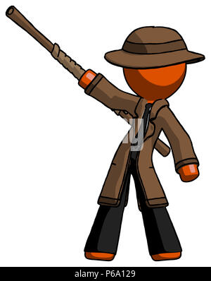 Orange Detektiv mann Bo Personal nach oben darstellen. Stockfoto