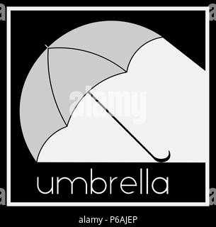 Sonnenschirm und schwarzer Regen Regenschirm, Schutz minimalistischen Logo Stock Vektor