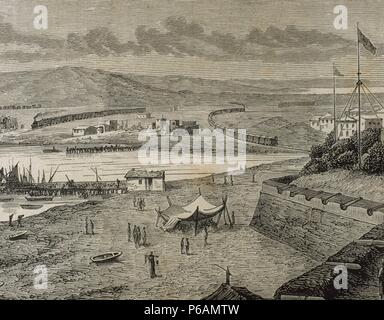 Bulgarien. Varna. Schwarzes Meer Meer. Kupferstich von E.Alba 'La Ilustracion Espanola y Americana", 1877. Stockfoto