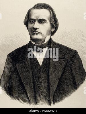 Andrew Johnson (1808 - 1875). 17. Präsident der Vereinigten Staaten, das von 1865 bis 1869. Demokratische Partei. Gravur im 'La Ilustracion Espanola y Americana", 1875. Stockfoto