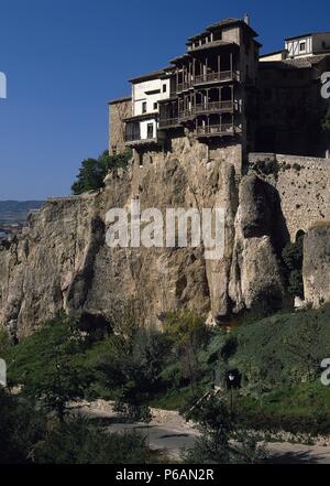 Spanien. Kastilien-La Mancha. Cuenca. Hängende Häuser. 15. Jahrhundert. Stockfoto