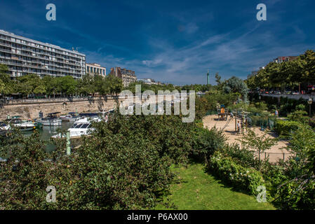 Frankreich, Paris, Place de la Bastille, Arsenal Hafen Garten Stockfoto