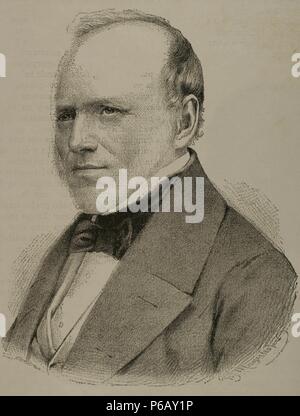 Charles Lyell (1797-1875). Britischer Jurist und Geologe. Kupferstich von Maynhofer in unserem Jahrhundert, 1883. Stockfoto