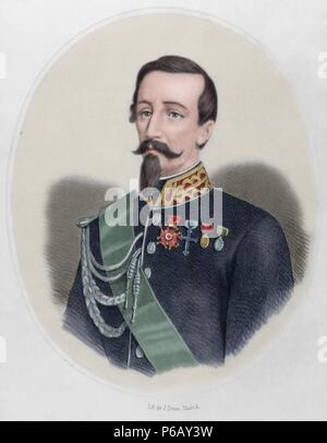 Alfonso La Marmora (1804-1878). Italienischen Militär und Staatsmann. Ministerpräsident von Italien. Gravur. des 19. Jahrhunderts. Farbige. Stockfoto