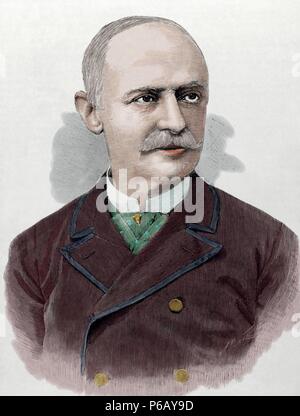 Benjamin Maximo Laguna y Villanueva (1822-1902). Spanisch Botaniker und entomologe. Kupferstich von Arturo Carretero 'La Ilustracion Espanola y Americana", 1875. Gefärbt. Stockfoto