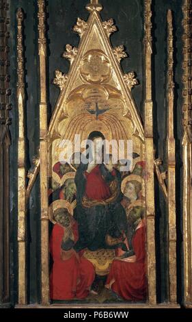 ARTE GOTICO. ESPAÑA. MAESTRO DE MONTESION (Inicios Del Siglo XV). 'PENTECOSTES'. Remate de un retablo. Procedencia desconocida. Tamaño: 1,43 m. alt. X 0,78 m. ANCHO. Stockfoto