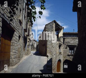 Spanien. Katalonien. Guimerá. Straße. Ansicht. Provinz Lleida. Stockfoto