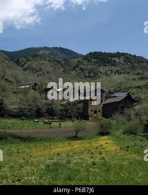 Spanien. Katalonien. Civis. Ansicht. (Pyrenäen-Gebirge). Stockfoto