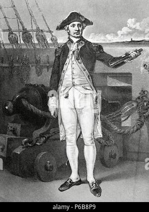 John Paul Jones (1747-1792). Schottische Seemann. Gravur. des 19. Jahrhunderts. Stockfoto