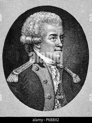 John Paul Jones (1747-1792). Schottische Seemann und die Usa erste Gut naval Fighter in der Amerikanischen Revolution bekannt. Gravur. Stockfoto