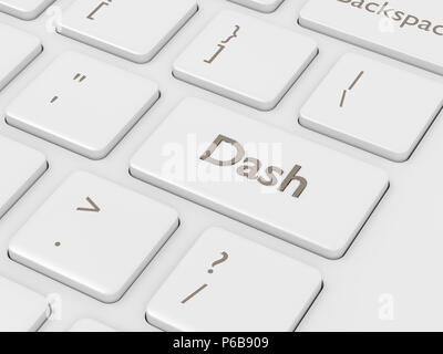 3D-Render von Computer Tastatur mit Dash". Cryptocurrencies Konzept. Stockfoto