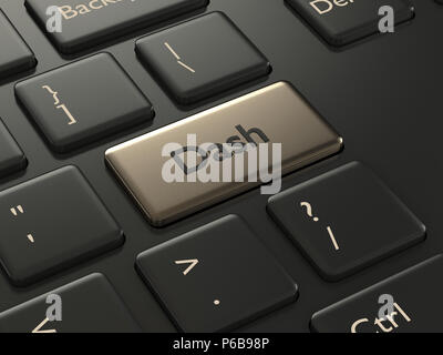 3D-Render von Computer Tastatur mit Dash". Cryptocurrencies Konzept. Stockfoto