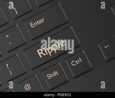 3D-Render von Computer Tastatur mit Welligkeit. Cryptocurrencies Konzept. Stockfoto