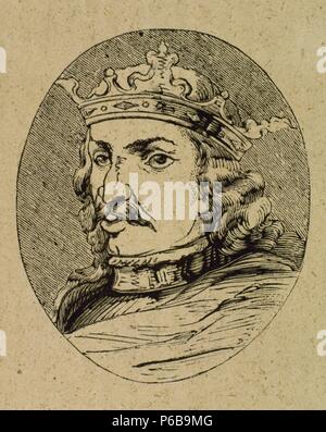 Heinrich IV. von Kastilien (1425-1474). König der Krone von Kastilien. Spitznamen der Impotent. Gravur. Stockfoto