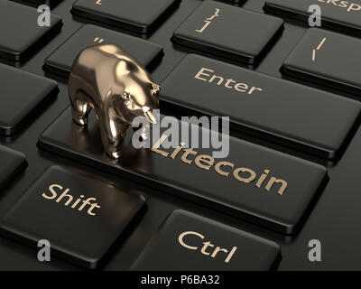 3D-Render von Computer Tastatur mit litecoin Button und Tragen. Cryptocurrencies Konzept. Stockfoto