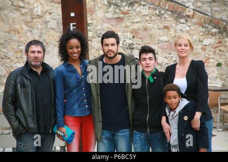 25/03/2013, Sitges (Barcelona), Rodaje de la película "Ismael" Con Los actores: Mario Casas, Belén Rueda, Sergi López, Ella Kweku, Mikel Iglesias y Larsson do Amaral. Stockfoto