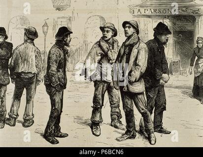 Großbritannien. London. Arbeitslose, die in der Sitzung vom 8. Februar 1886 teilgenommen und plünderte speichert Picadilly. England. Stockfoto