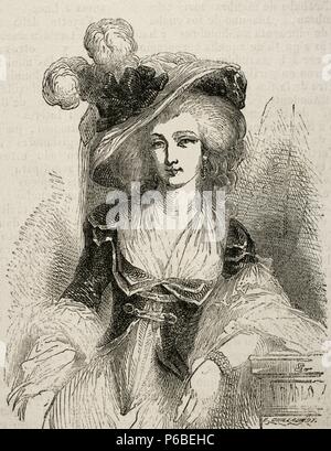 Marie-Louise von Savoyen, Prinzessin von Lamballe (1749-1792). Französische Aristokrat des Ortsverbandes Kadett des Hauses Savoyen. Gravur. Stockfoto