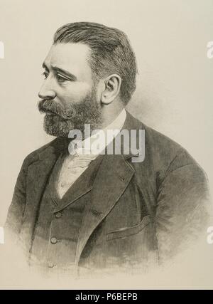 Aureliano Linares Rivas (1841-1903). Spanische Politiker. Kupferstich von A. Carretero in der spanischen und amerikanischen Illustration, 1892. Stockfoto