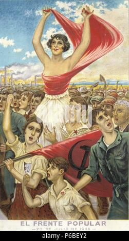 GUERRA CIVIL. ESPAÑA 1936 - 1939. Kartell" ALEGORIA DEL FRENTE POPULÄR". BIBLIOTECA NACIONAL. MADRID. Stockfoto