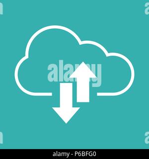 Das Symbol zum Herunterladen, Hochladen, mit Cloud und Pfeil Vector Illustration Stock Vektor