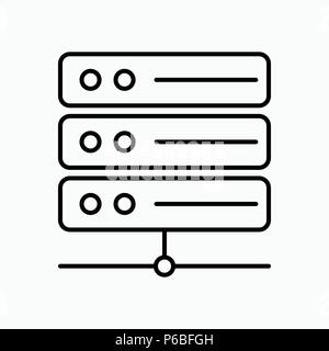 Server Symbol mit Linienstil und weißen Hintergrund Vector Illustration Stock Vektor