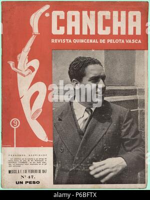 Portada de la Revista de Pelota Vasca Cancha. Méjico, 1947. Stockfoto