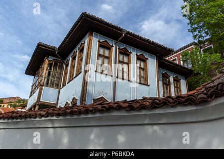 Haus aus der Zeit der Bulgarischen Wiedergeburt in der Altstadt von Plovdiv, Bulgarien Stockfoto