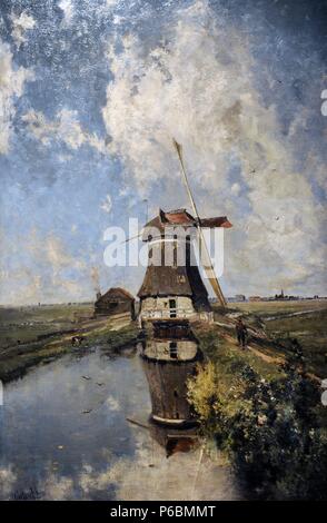 Paul Joseph Constantin Gabriel (1828-1903). Niederländische Maler. Eine Windmühle auf einem Polder Wasserstraße, als im Monat Juli bekannt, C. 1889. Rijksmuseum. Amsterdam. Holland. Stockfoto