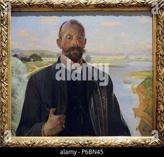 Jacek Malczewski (1854-1929). Polnische Maler. Selbstportrait mit der Weichsel im Hintergrund, 1901. National Museum Galerie. Krakau. Polen. Stockfoto