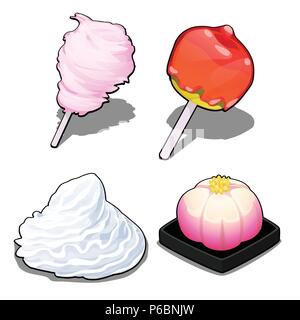 Süßes und Gebäck auf weißem Hintergrund. Vektor cartoon Close-up Abbildung. Stock Vektor